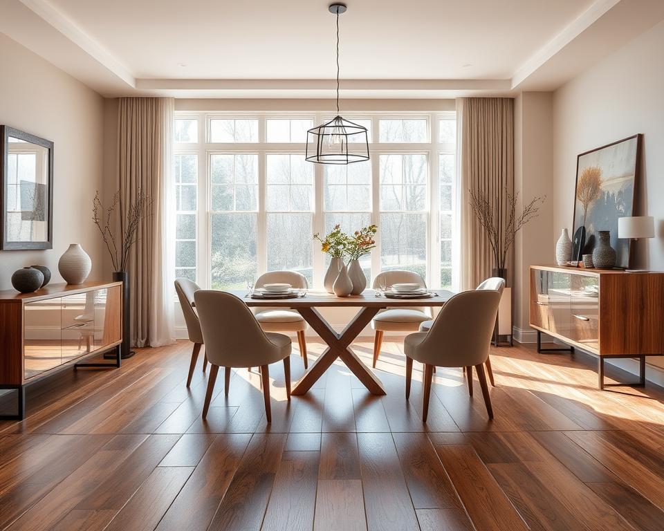 dining room design trends with hardwood floors