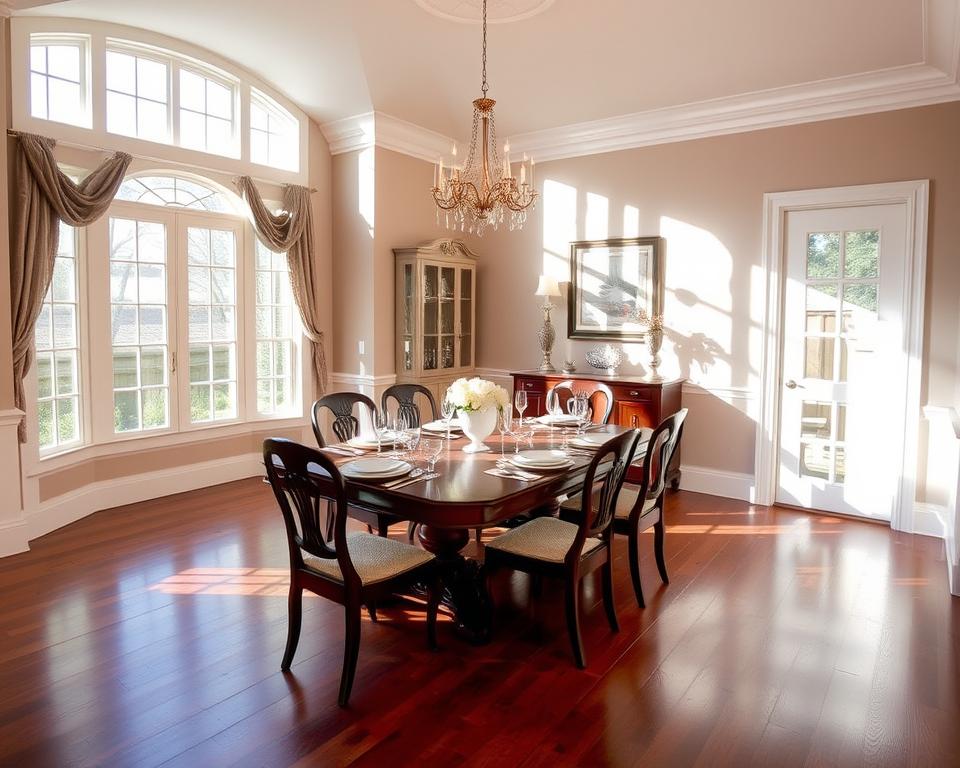 hardwood floors in dining room