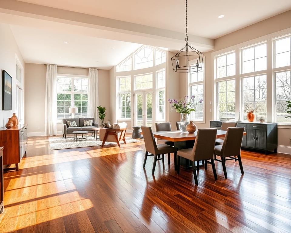 incorporating hardwood floors in open floor plans